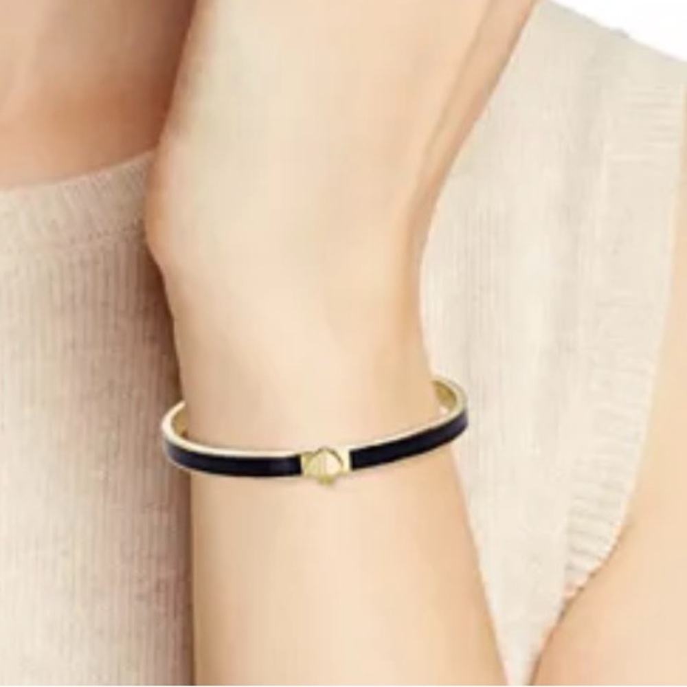 Kate Spade Gold Toned & Black Enamel Bangle Bracelet - NWT - Picture 2 of 11